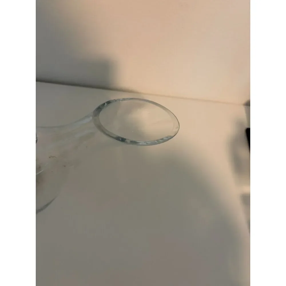 clear glass slanted tipsy pitcher decanter with handle